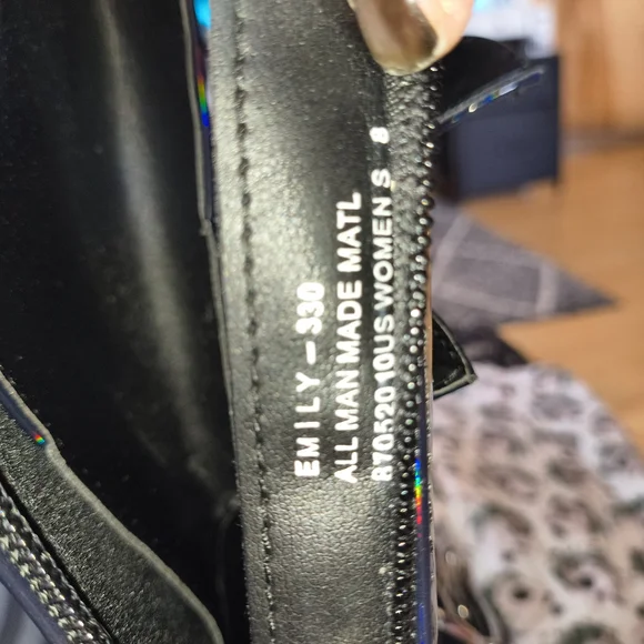 Demonia Black Heart Buckle Boots Iridescent Black ( Emily Size 8 Women's) - Picture 8 of 10